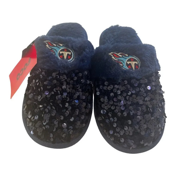 FOCO Women's NFL Tennessee Titans Ladies Sequin Fashion Slippers Size Small 5-6 - Picture 1 of 6